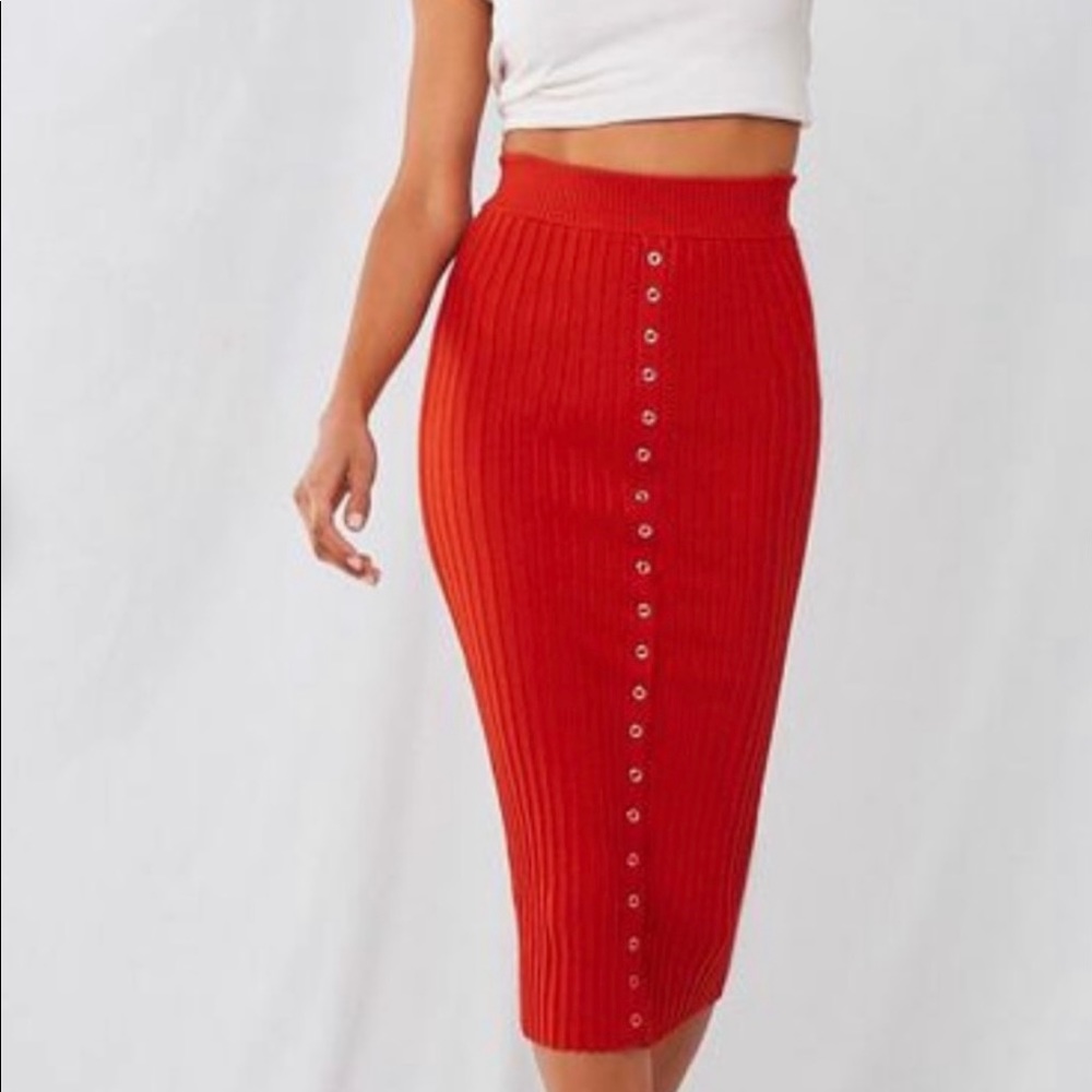Snap-Front Midi Length, Knit Pencil Skirt (size small)